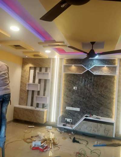 Ceiling, Lighting, Living, Storage Designs by Contractor RR construction, Delhi | Kolo