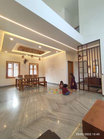 Ceiling, Dining, Furniture, Table, Lighting Designs by Contractor MUHAMMED SHAFEEQUE, Kozhikode | Kolo