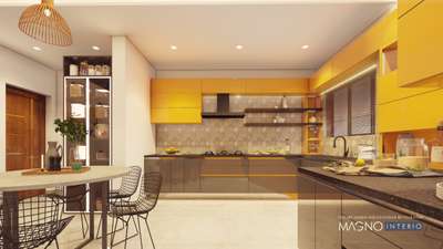Kitchen, Lighting, Storage, Furniture, Table Designs by Architect Magno Design Studio, Malappuram | Kolo