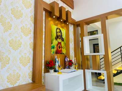 Prayer Room, Storage Designs by Contractor Dixon Puthenpuraickal, Thrissur | Kolo