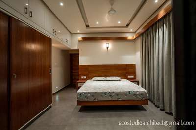Ceiling, Bedroom, Lighting, Furniture, Storage Designs by Architect Christo Emmanuel, Kannur | Kolo
