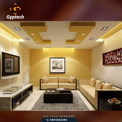 Ceiling, Lighting, Living, Furniture, Table Designs by Interior Designer RAJEEV KOTTAYAM  GYP-TECH INTERIOR DESIGN , Kottayam | Kolo