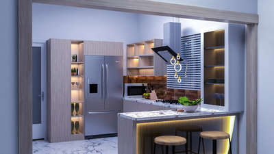 Kitchen, Lighting, Storage Designs by Interior Designer Rahul  M M, Alappuzha | Kolo