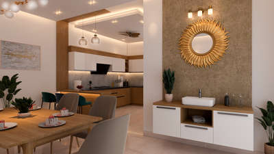 Furniture, Ceiling, Dining, Kitchen, Lighting, Storage, Table, Bathroom Designs by Interior Designer Folk Interior Design Studio , Thrissur | Kolo