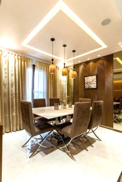 Ceiling, Dining, Furniture, Table, Lighting Designs by Contractor orangecube  interiors, Alappuzha | Kolo