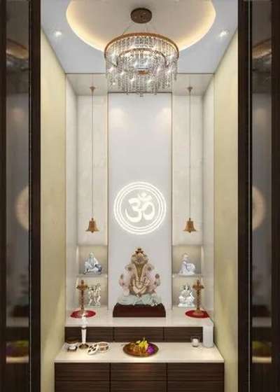 Ceiling, Lighting, Prayer Room, Storage Designs by Interior Designer Acharaj  kumar, Jaipur | Kolo