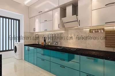 Kitchen, Lighting, Storage Designs by Interior Designer farbe  Interiors , Thrissur | Kolo