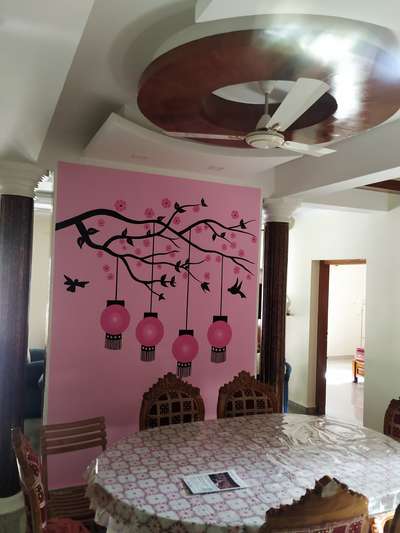 Dining, Furniture, Table, Ceiling, Wall Designs by Painting Works Siju Tv, Kottayam | Kolo