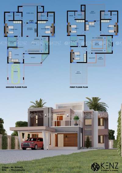 Exterior Designs by Civil Engineer kenz Architects , Kannur | Kolo