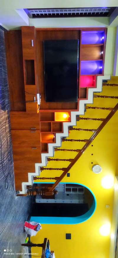 Staircase, Storage, Living, Lighting Designs by Interior Designer Navas Nabeel, Kollam | Kolo