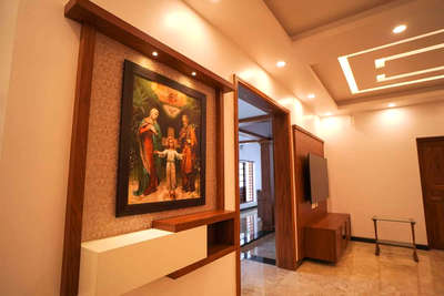Ceiling, Lighting, Prayer Room, Storage, Wall Designs by Carpenter Sanoop Soman, Idukki | Kolo