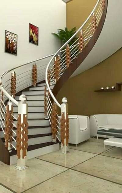 Living, Staircase Designs by Interior Designer jayachandran jayan, Pathanamthitta | Kolo
