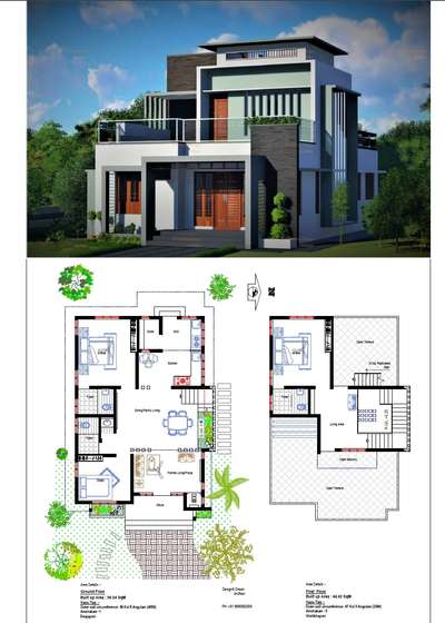 Exterior, Plans Designs by Civil Engineer Anil Nair, Thiruvananthapuram | Kolo