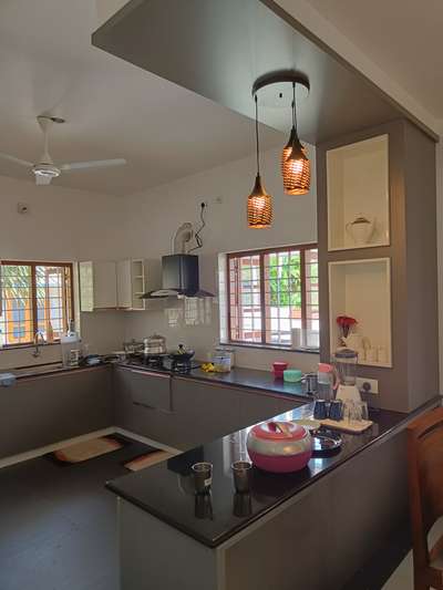 Ceiling, Kitchen, Lighting, Storage Designs by Interior Designer Tiara Decors, Pathanamthitta | Kolo