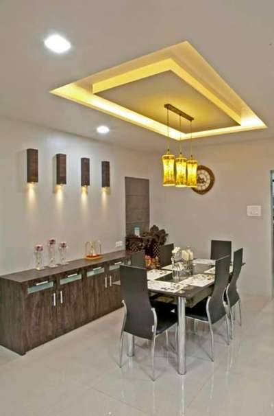 Ceiling, Dining, Furniture, Lighting, Table, Storage Designs by Contractor 9072826354 anish k, Malappuram | Kolo