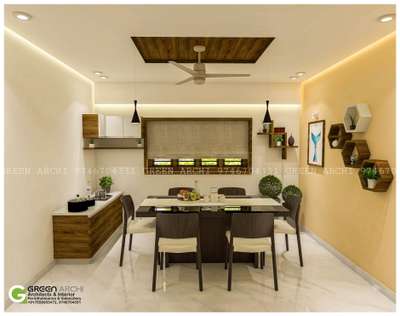 Dining, Furniture, Table, Ceiling, Lighting, Storage Designs by Architect Green Archi, Malappuram | Kolo