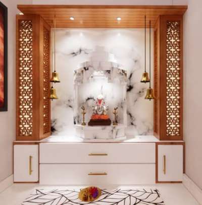 Prayer Room, Lighting, Storage Designs by Interior Designer Geetesh Verma, Gurugram | Kolo