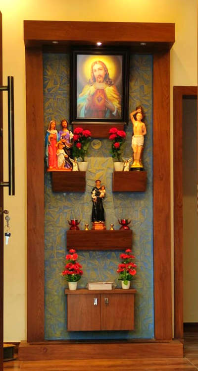 Prayer Room, Lighting, Storage Designs by Painting Works Syamlal Syam, Alappuzha | Kolo