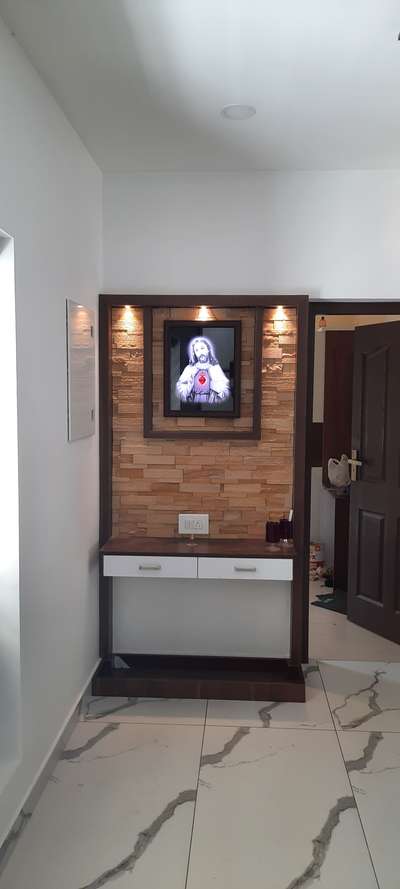 Flooring, Prayer Room, Storage, Lighting Designs by Carpenter roshan ks, Thrissur | Kolo