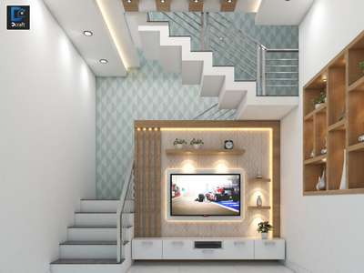 Staircase, Lighting, Living, Storage Designs by Interior Designer DCRAFT BUILDERs, Thrissur | Kolo