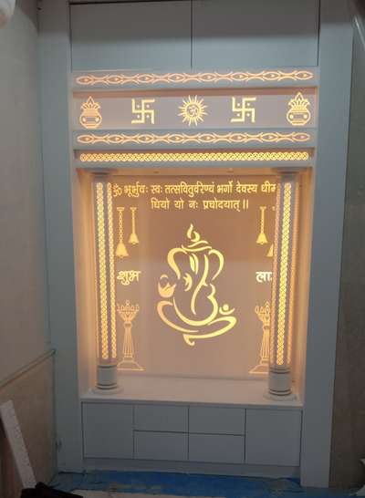 Lighting, Prayer Room, Storage Designs by Contractor Amit Dubey, Delhi | Kolo
