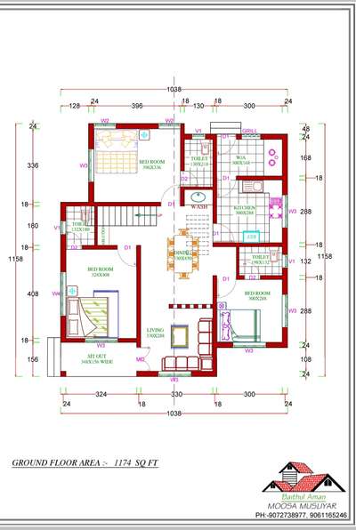 Plans Designs by Contractor Moosa R I, Thrissur | Kolo