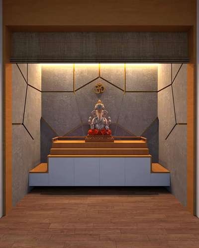 Prayer Room, Lighting, Storage Designs by Interior Designer Kajal Rajput, Delhi | Kolo