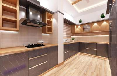 Kitchen, Storage, Lighting Designs by Interior Designer santhosh kumar.p.t, Thrissur | Kolo
