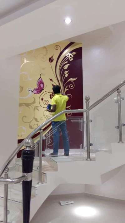 Wall, Staircase Designs by Painting Works Sudhi Sudheesh, Alappuzha | Kolo