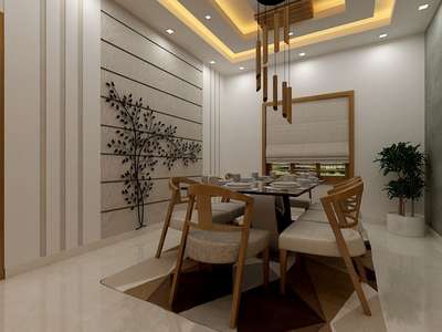 Dining, Lighting, Furniture, Table, Wall Designs by Interior Designer Abhishek Nambiar, Kannur | Kolo
