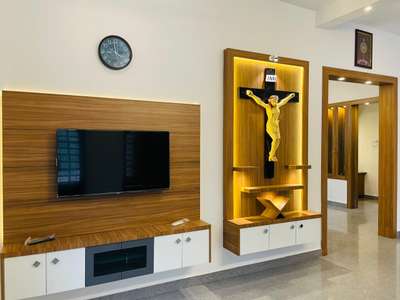 Prayer Room, Living, Lighting, Storage Designs by Interior Designer sarath km, Kannur | Kolo