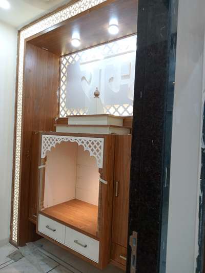 Lighting, Prayer Room, Storage Designs by Carpenter Ramesh Suthar, Jaipur | Kolo