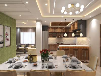 Dining, Furniture, Lighting, Storage, Table, Kitchen Designs by Interior Designer Pooja Sharma, Gurugram | Kolo