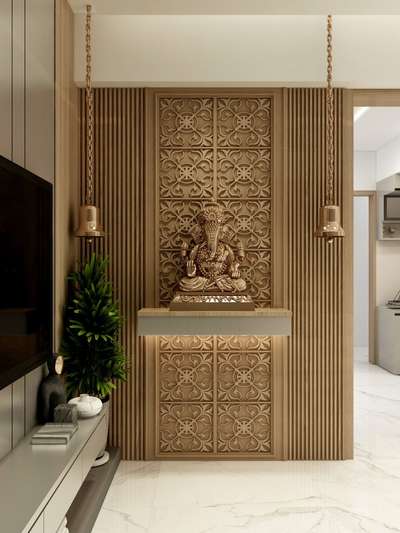 Prayer Room, Living, Storage, Wall, Home Decor Designs by Interior Designer Parvathy Nair, Ernakulam | Kolo