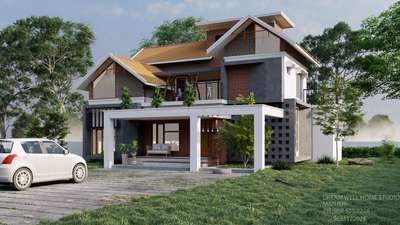 Exterior Designs by 3D & CAD Noushad DREAMWELL HOMESTUDIO, Malappuram | Kolo