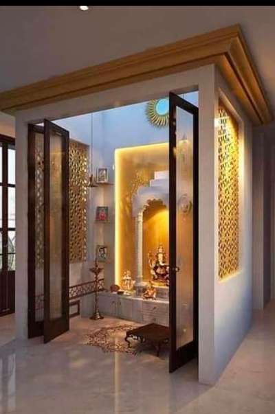 Lighting, Prayer Room, Storage Designs by Carpenter Azad Saifi, Delhi | Kolo