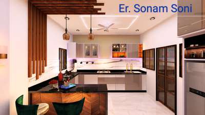 Ceiling, Lighting, Kitchen, Storage, Door Designs by Architect Er Sonam soni, Indore | Kolo