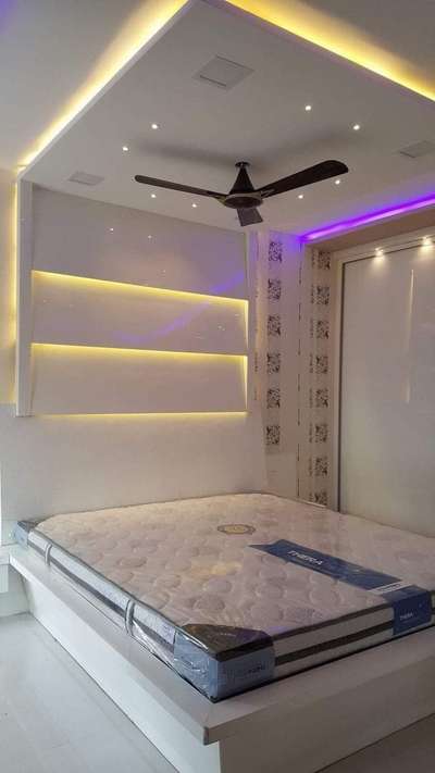 Ceiling, Furniture, Bedroom, Lighting, Wall Designs by Contractor Coluar Decoretar Sharma Painter Indore, Indore | Kolo