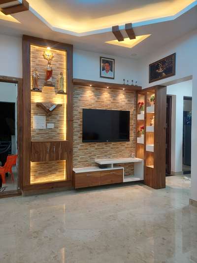 Lighting, Living, Prayer Room, Storage, Flooring Designs by Interior Designer dinesh kumar, Pathanamthitta | Kolo