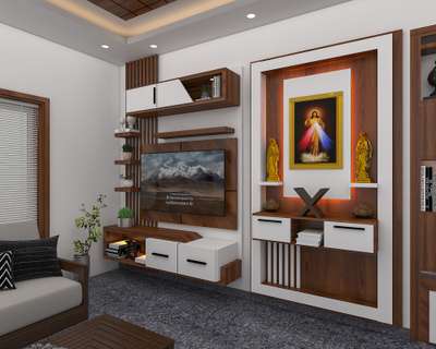 Prayer Room, Lighting, Storage Designs by Interior Designer Rahulmitza Mitza, Kannur | Kolo
