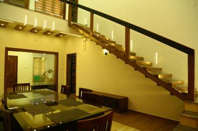 Staircase, Dining Designs by Contractor LIJO AF Francis , Thrissur | Kolo