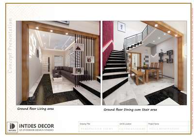 Living, Furniture, Dining, Table, Staircase, Lighting Designs by Interior Designer Jikku J  Cherian, Alappuzha | Kolo