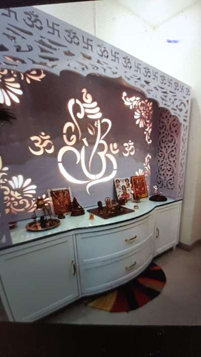 Prayer Room, Lighting, Storage Designs by Interior Designer laser metal work and wood Works, Faridabad | Kolo
