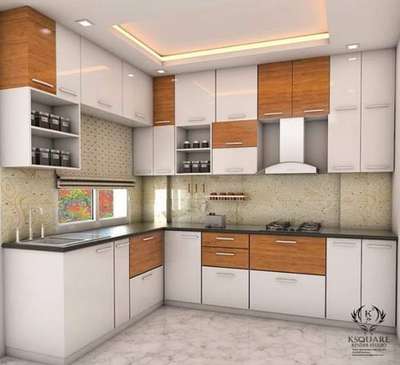 Kitchen, Lighting, Storage, Ceiling Designs by Civil Engineer BHARATH  BUILDERS, Kollam | Kolo