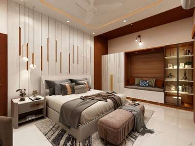 Bedroom, Furniture, Lighting, Storage, Wall Designs by Interior Designer salahudheen  kiliyamanil, Malappuram | Kolo