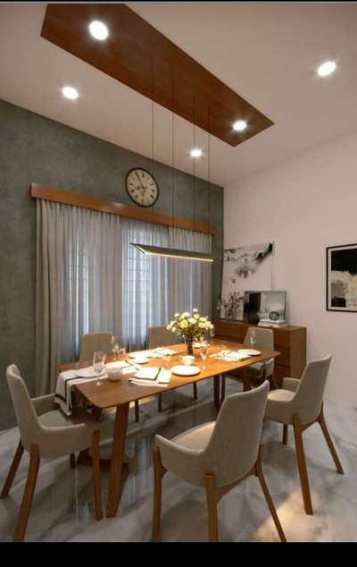 Ceiling, Dining, Furniture, Lighting, Table Designs by Contractor Jasi Leeha Builders, Kannur | Kolo