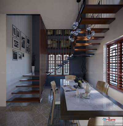 Dining, Furniture, Table, Staircase, Home Decor Designs by Civil Engineer NAVEEN M, Kannur | Kolo