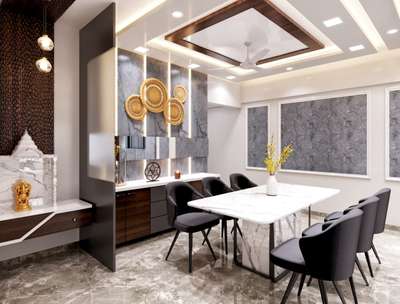 Ceiling, Dining, Furniture, Table Designs by Interior Designer Dhwani Nagar, Indore | Kolo