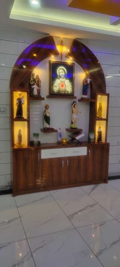 Prayer Room, Storage, Lighting Designs by Contractor shaji metro, Kollam | Kolo