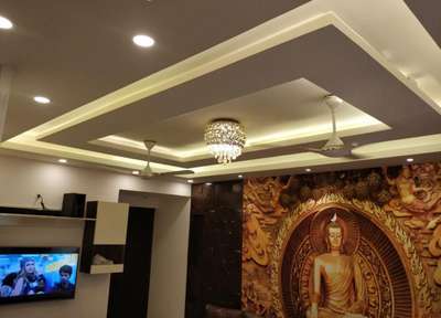 Ceiling, Lighting, Living, Wall, Storage Designs by Interior Designer Aqsa Interiors, Delhi | Kolo